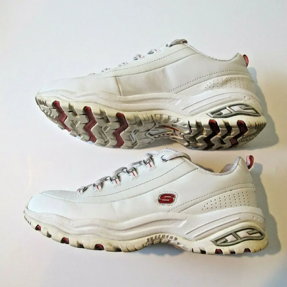Women's‎ Size 9.5 Skechers Premium White Low Cut Training Shoes - EUC